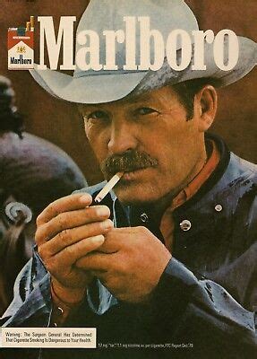 1980 Marlboro Reds moustache cowboy man lights cigarette Close Up photo Print Ad | eBay