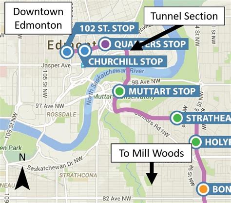 Partial overview of the Valley Line LRT system (modified after TransED... | Download Scientific ...