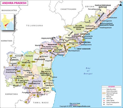 Andhra Pradesh, Travel, Districts, and City Information Map