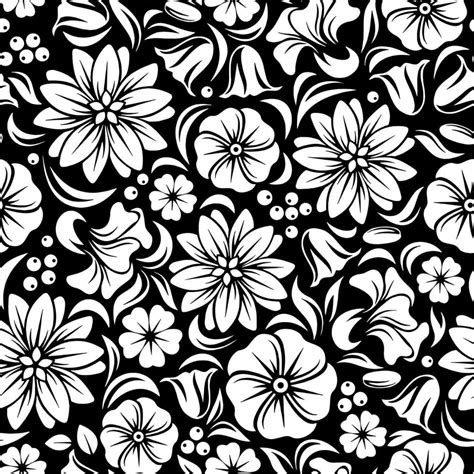 pattern vintage seamless vector floral wallpaper background illustration white black flower ...