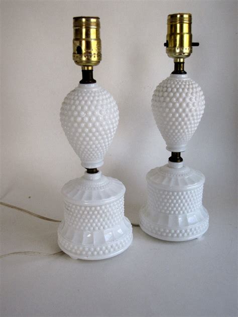 Vintage White Milk Glass Hobnail Lamps set of two | Etsy