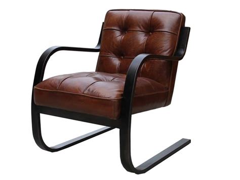 Tan Leather Armchair With Steel Frame