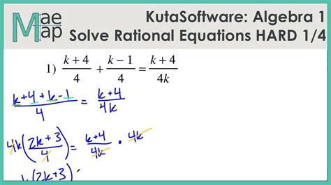 KutaSoftware: Algebra 1- Solving Rational Equations Hard Part 1 - YouTube