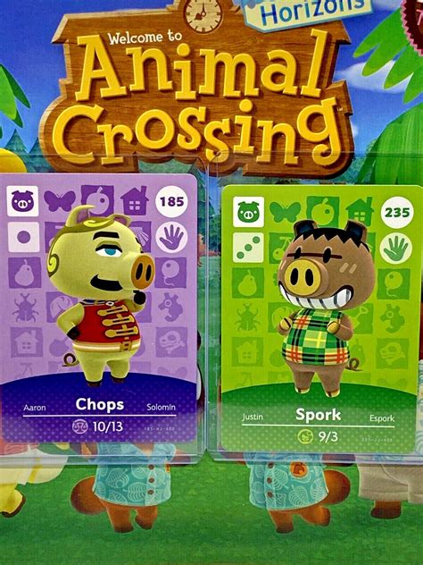 Chops #185, Spork #235 Animal Crossing Amiibo Card Series 2, 3, Mint ...