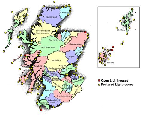 East Coast Lighthouses Map - Half Revolutions