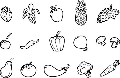 Fruits And Vegetable Coloring Pages - Coloring Home