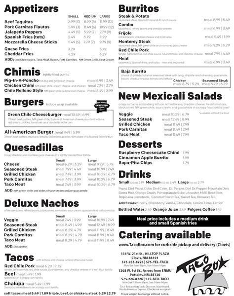 Menu - Taco Box