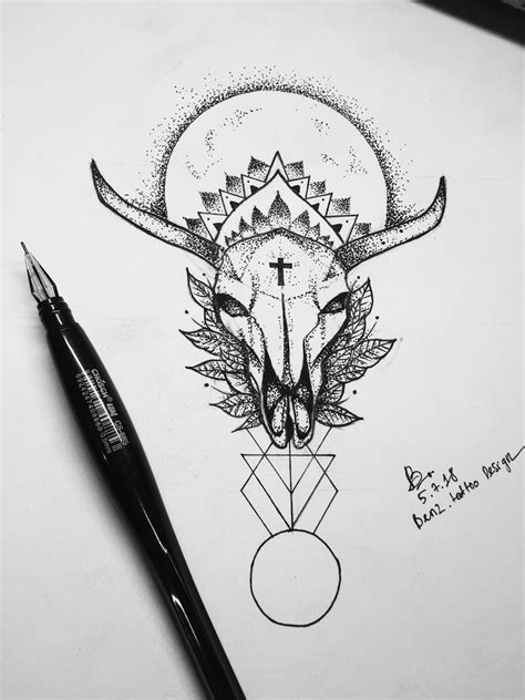 Lines and dotworks bull skull tattoo design | Bull skull tattoos, Skull tattoo design, Taurus ...