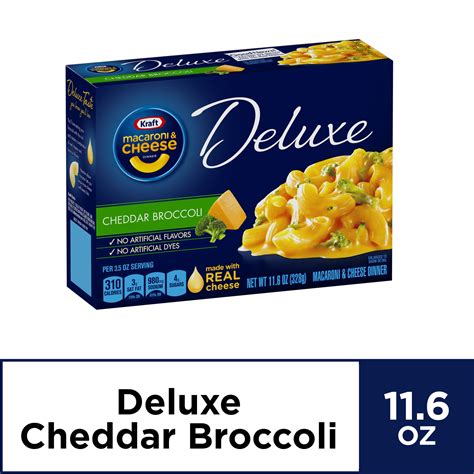 Kraft Deluxe Cheddar Broccoli Macaroni and Cheese Dinner, 11.6 oz Box - Walmart.com - Walmart.com