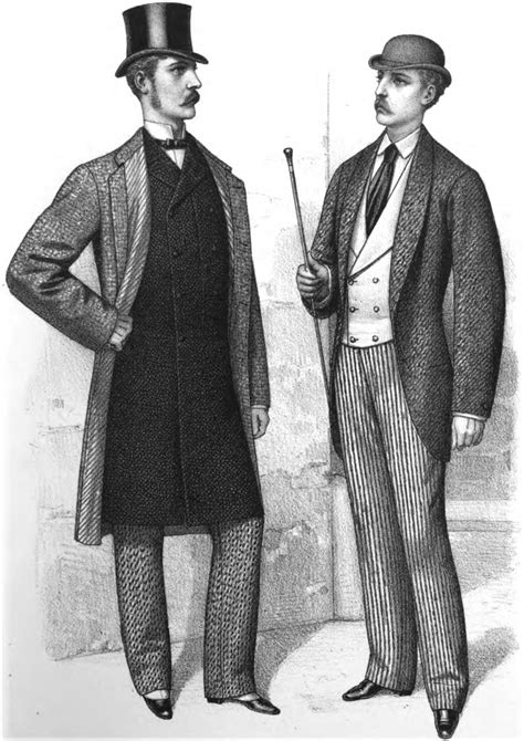 suits worn by men with two different hats worn in that time period. | 19 century fashion men ...