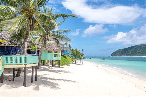 View along Lalomanu Beach, Upolu Island, Samoa, South Pacific, of ...