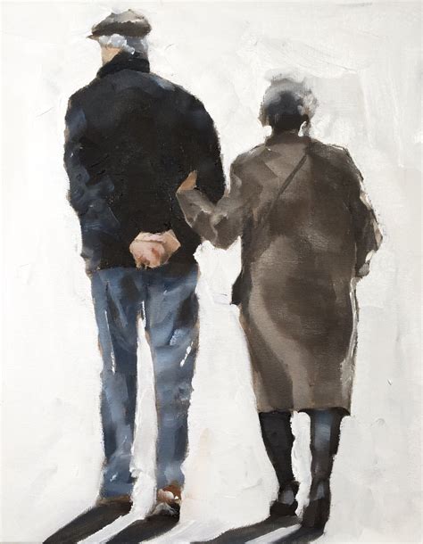 Old Couple Painting Couple Art PRINT Old Couple Walking - Art Print ...