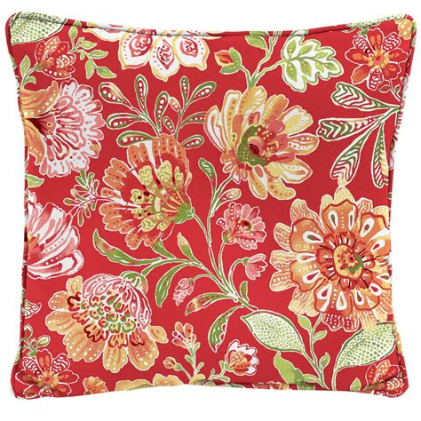 Floral Throw Pillow, 16", Red | At Home