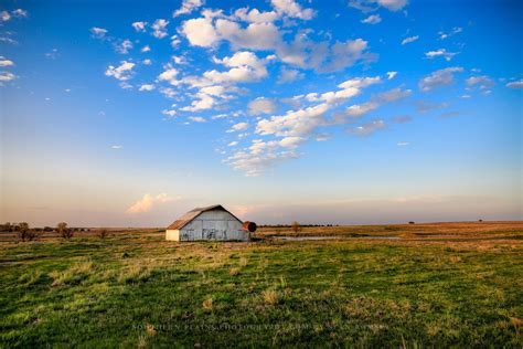 Oklahoma Landscape Photography Print - Fine Art Photograph of White Barn Under Blue Sky Great ...