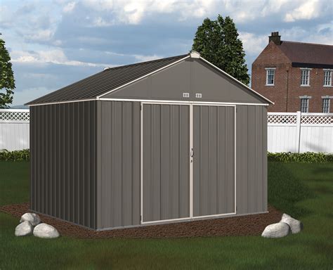 Arrow EZ10872HVCCCR 10' x 8' EZEE Shed Galvanized Steel Storage, Extra High Gable - Charcoal