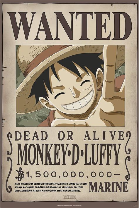 ABYstyle One Piece Wanted Luffy New 2 61 x 91.5cm Maxi Poster : Amazon ...