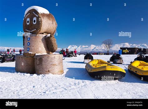 Shikisai no Oka (Snowland) and the Tokachi Mountain Range Stock Photo ...