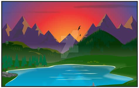 Mountain Lake Sunset by batmantis275 on DeviantArt