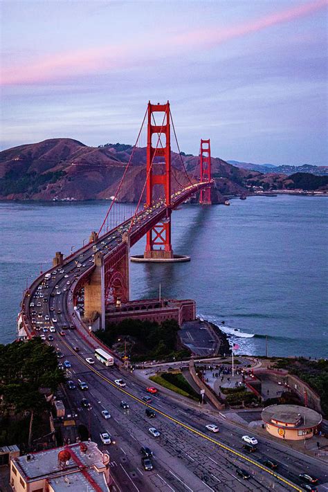 Golden Gate Bridge Toll Plaza - Night Aerial Photo Photograph by Cavan Images / Toby Harriman ...