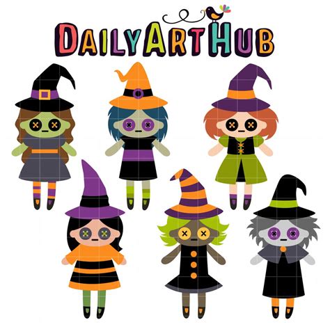 Witch Dolls Clip Art Set – Daily Art Hub // Graphics, Alphabets & SVG