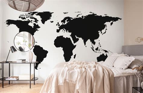 BW World Map wallpaper - Happywall