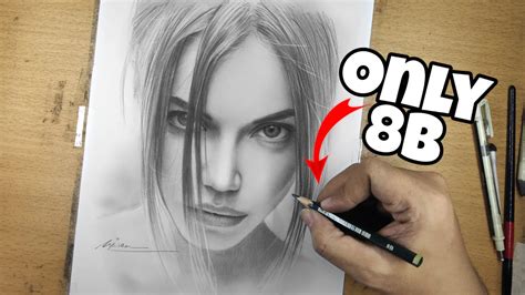 Realistic Portrait Drawing Just a 8B Pencil - YouTube