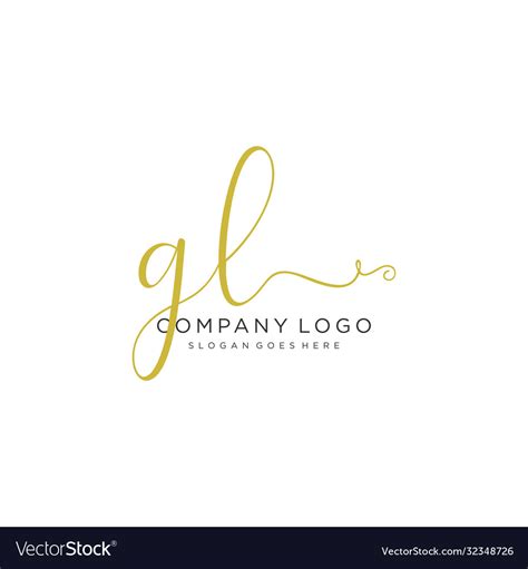 Gl initial handwriting logo design Royalty Free Vector Image