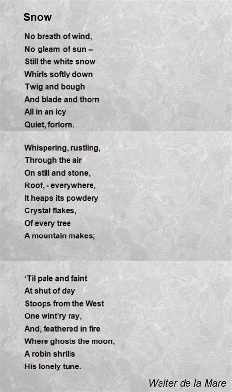 Snow - Snow Poem by Walter de la Mare | Snow poems, Winter poems, Poems