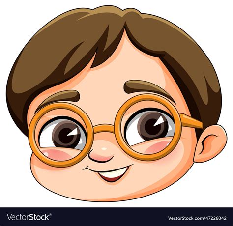 Cute boy cartoon head wearing glasses Royalty Free Vector