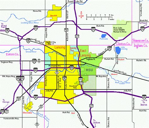 Lansing/East Lansing, Michigan Area Map - Department of Physics and ...