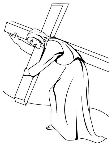 Jesus Christ Carrying the Cross Coloring Page - Free Printable Coloring ...