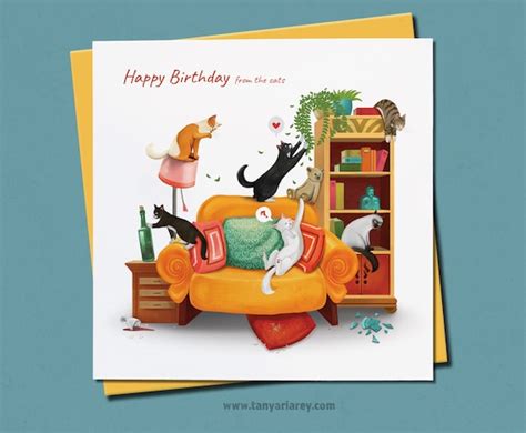 Funny Cat Card Birthday Card From Cats Cat Lover Gift Cat | Etsy