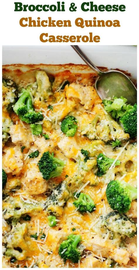 Broccoli and Cheese Chicken Quinoa Casserole – Light and creamy casserole filled with broccoli ...