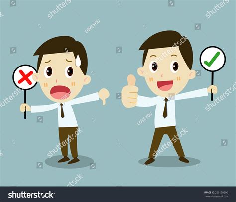 Right Wrong Cross Mark Signs Businessman Stock Vector 259169690 - Shutterstock