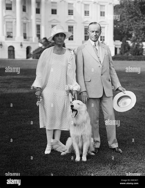 President Calvin Coolidge and Grace Coolidge with their white collie ...