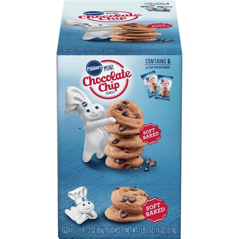 Pillsbury Mini Chocolate Chip Soft Baked Cookies, 6 ct, 18 oz - Walmart.com - Walmart.com