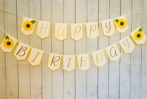 Sunflower Birthday Banner Sunflower Party Decor Sunflower | Etsy