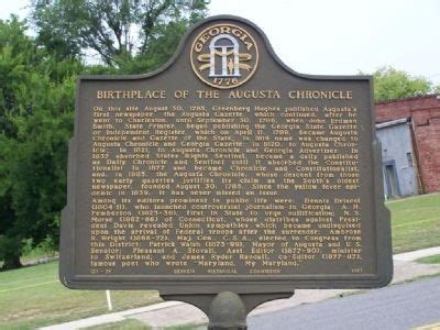 Marker Monday: Birthplace of Augusta Chronicle - Georgia Historical Society