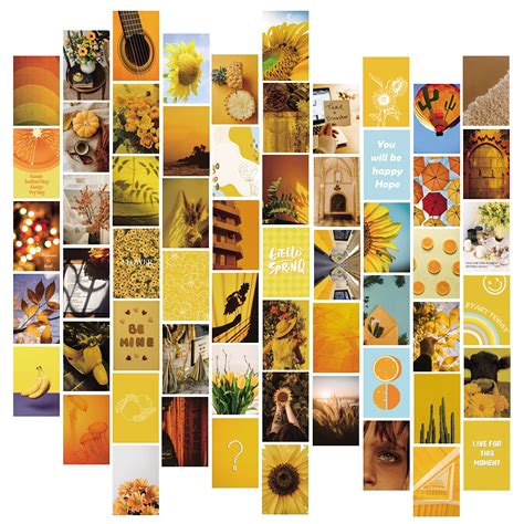 Buy fantasy casa Yellow Aesthetic Wall Collage Kit, 60 Set 4x6 inch ...