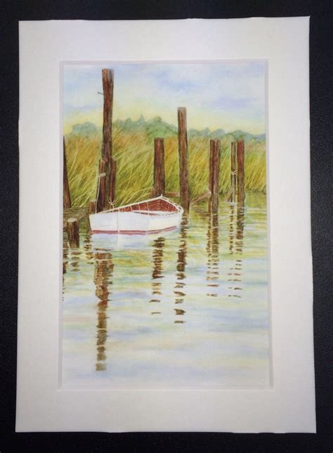 Row Boat Watercolor Matted Print - Etsy