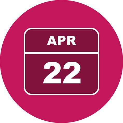 April 22nd Date on a Single Day Calendar 500399 Vector Art at Vecteezy