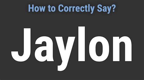 How to Pronounce Name Jaylon (Correctly!) - YouTube