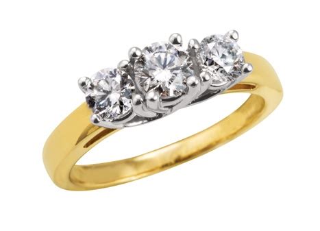 TRADITION 14K Yellow Gold .50 Anniversary Ring | Three stone diamond ...