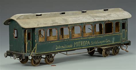 Lot 473: 5 Large Floor Scale Wooden Train Cars, Mitropa | Case Auctions