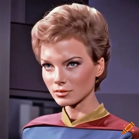 Image of young female captain kirk in enterprise uniform