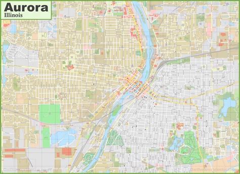 Large detailed map of Aurora (Illinois) - Ontheworldmap.com