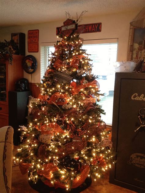 Harley Davidson Christmas tree. In memory of my late husband Jerry Bahm | Christmas tree themes ...