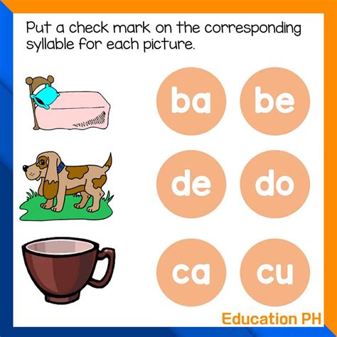 Kindergarten Worksheets | Syllable Worksheet - Education PH