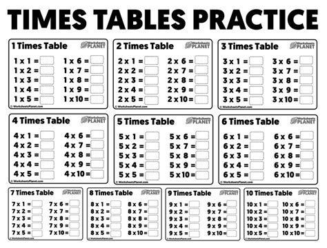 Times Table Practice Sheets Printable