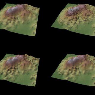 Interpolation of a DEM: (a) Ordinary Kriging (spherical variogram); (b ...